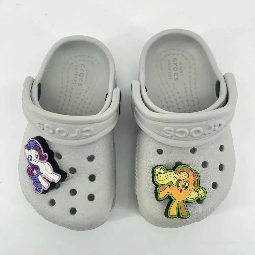 Crocs Toddler Classic Clog Gray C5 Slip On Sandals My Little Pony Jibbitz